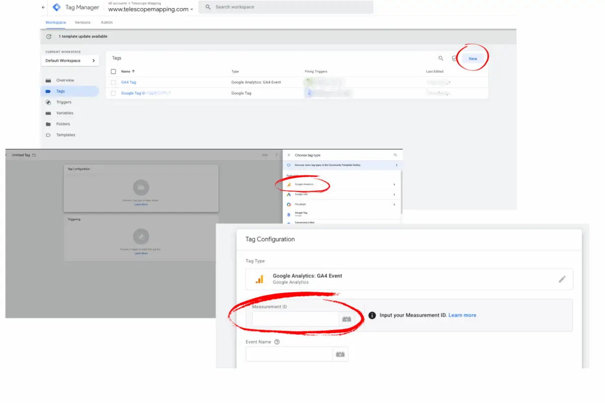 Image depicting how to create a new tag in Google Tag Manager.