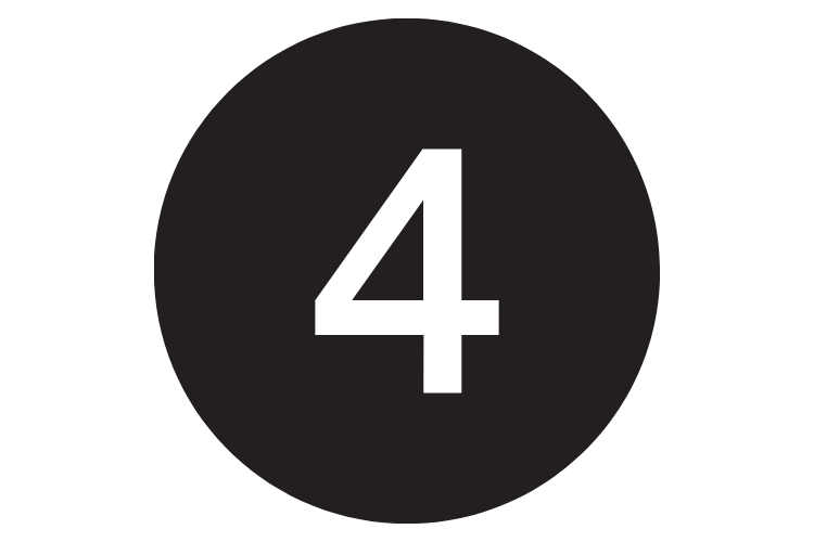 Black circle with a white number four in the middle