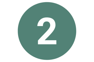 Green circle with a white number two in the middle