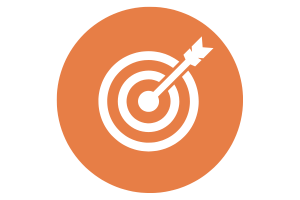 Orange circle with a white bullseye graphic to signify strategy execution