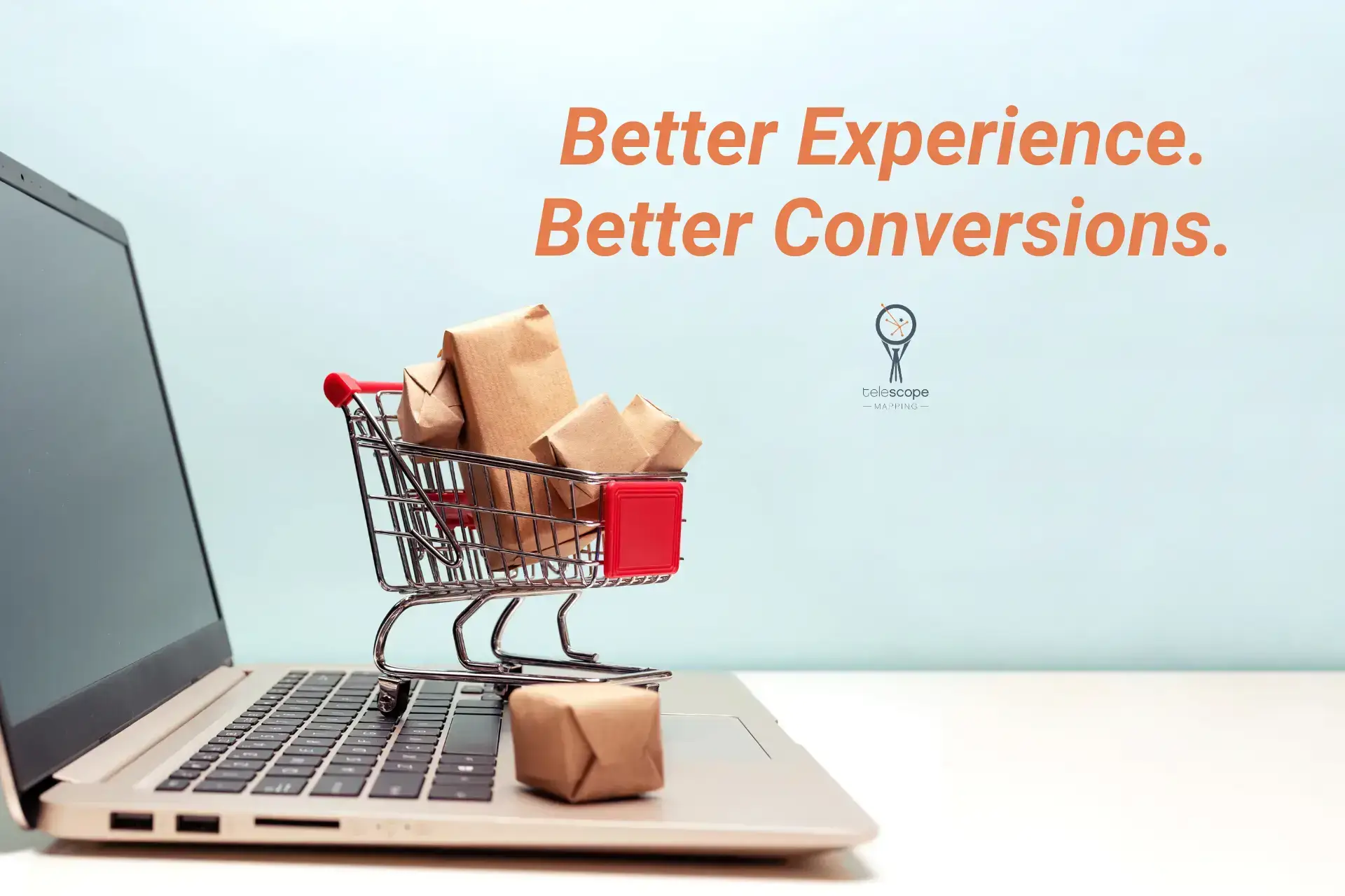 Shopping cart on laptop indicating better conversions rates