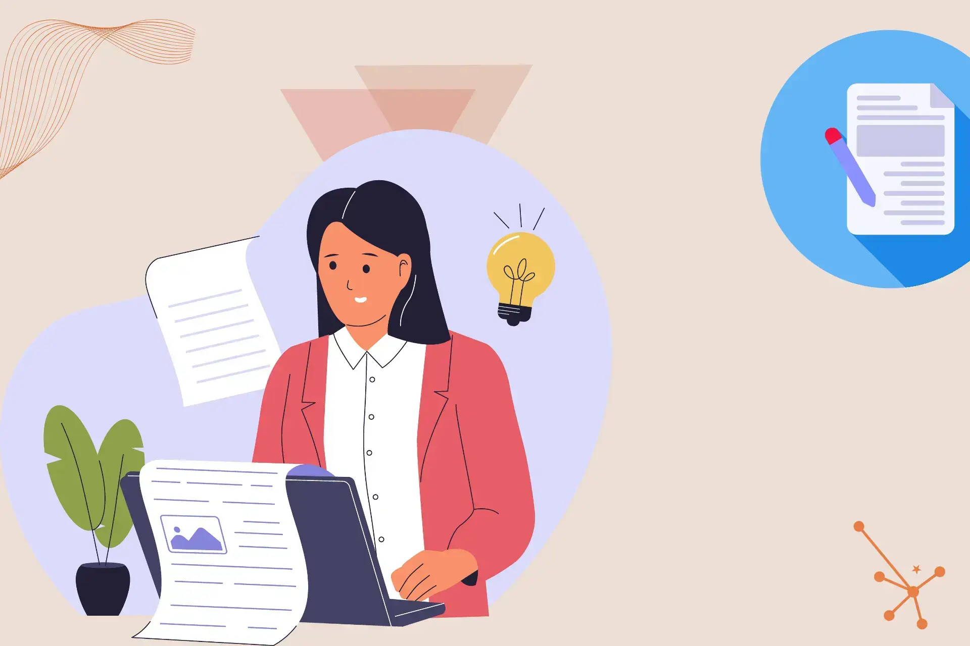Woman writing copy for an SEO landing page