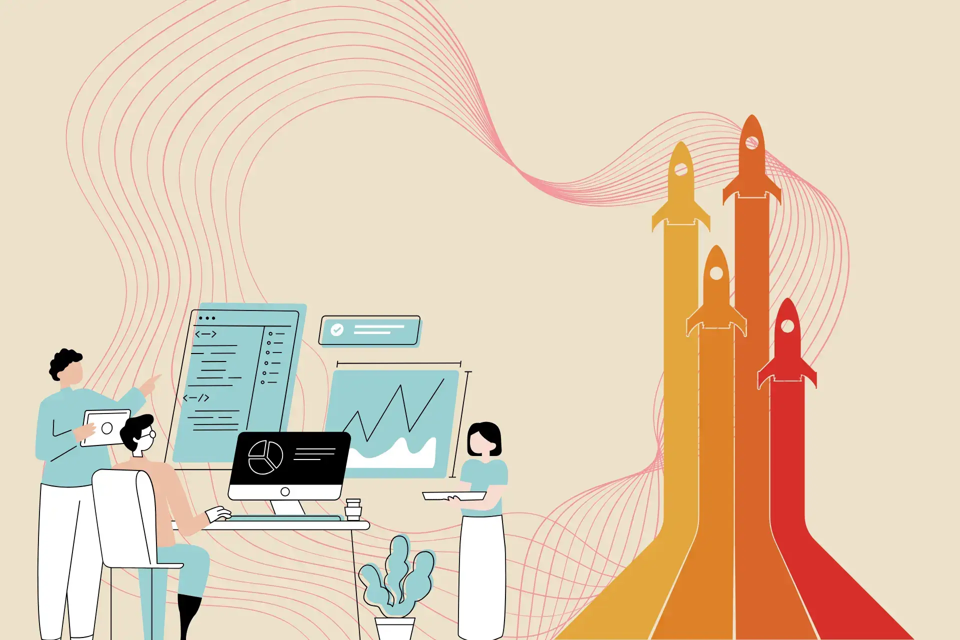 Graphic depicting post-launch vigilance for a website redesign